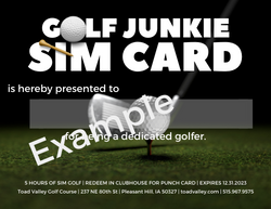 Golf Junkie – 5 Hour Sim Punch Card
